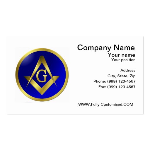 Freemason Business Card (front side)