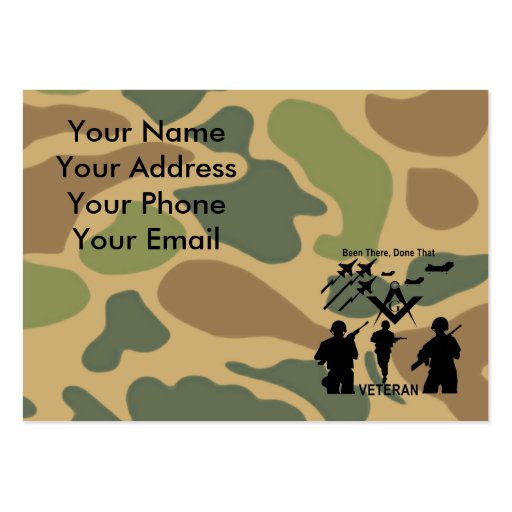 Freemason Military Veteran Business Cards (front side)