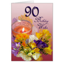 Freesias 90th Birthday Wishes Greeting Card