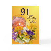 Freesias 91st Birthday Wishes Greeting Card