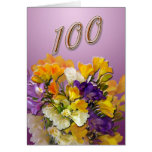Freesias Happy 100th Birthday Greeting Card