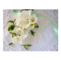freesias on lace postcard