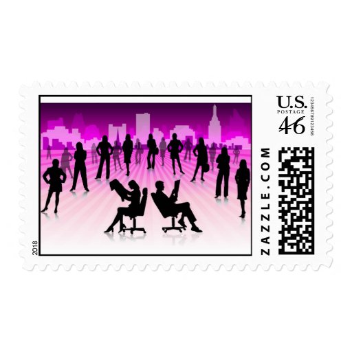 FreeVector-Working-People business office Postage Stamps