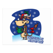 freezing my nipples off funny xmas cow postcards
