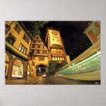 Freiburger Swabian gate at night posters