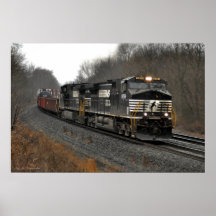Freight Train in the Mist Posters