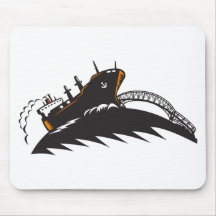 Freighter Cargo Container Ship With Bridge Mouse Pad