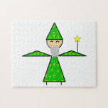Freindly Green Stick Wizard Jigsaw Puzzles