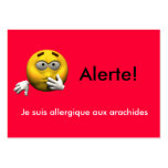 French Allergy Info card - Peanut Business Card Template