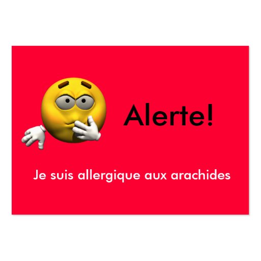 French Allergy Info card - Peanut Business Card Template (front side)