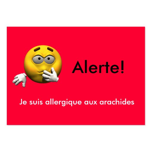 French Allergy Info card - Peanut Business Card Template