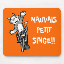 French Bad Little Monkey Mouse Pad