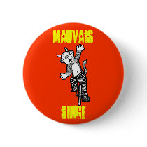 French BAD MONKEY button pin