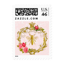 French Bee and Royal Crown Postage Stamps stamps