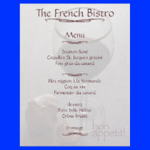French bistro menu customized letterhead
