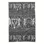 French Black and White Medieval Pattern Monogram H kitchen towels