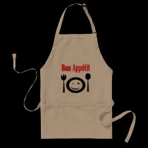 French, bon appetit, eat well restaurant style aprons