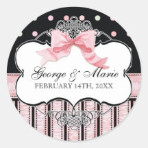 French Bow n Dots, Bridal Shower Sticker Seal