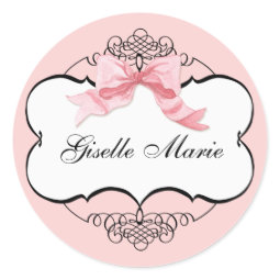 French Bow n Dots, Girl Baby Shower Sticker Seal sticker