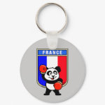This cute little panda bear is ready for a boxing match! Panda wears boxing gloves before a France flag shield. Great for French boxing fans or boxers!