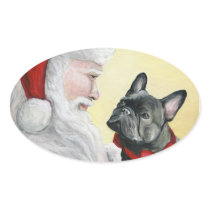 French Bull Dog and Santa Christmas Sticker