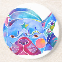 French Bull Dog in Blues Drink Coasters