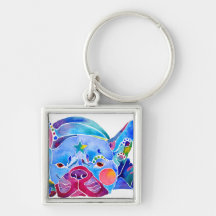 French Bull Dog in Blues Keychain