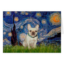French Bulldog 1 - Starry Night Greeting Cards
