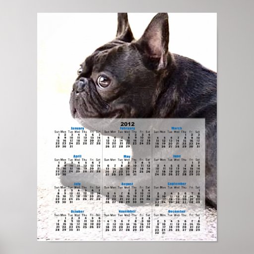 French Bulldog 2012 calendar poster print