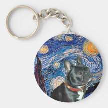 French Bulldog (black 11) - Starry Night (vert) Keychains