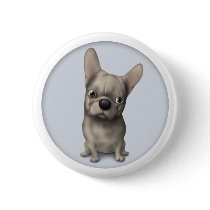 French Bulldog (Buff) Button by cartoondogs French Bulldog (Buff) Button