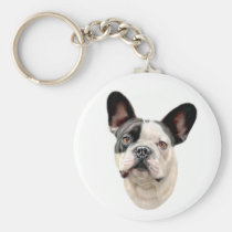 French Bulldog BW Bust keychains