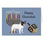 French Bulldog Chanukah Card Menorah Dreidel