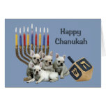 French Bulldog Chanukah Card Menorah Dreidel