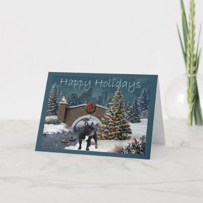 French Bulldog Christmas Card Evening