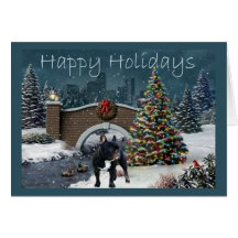 French Bulldog Christmas Card Evening