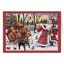 French Bulldog Christmas Card Santa Bears