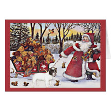 French Bulldog Christmas Card Santa Bears