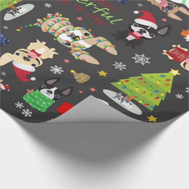 French Bulldog Christmas Holiday Wrapping Paper 4/4