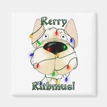 French Bulldog Christmas Lights Fridge Magnets