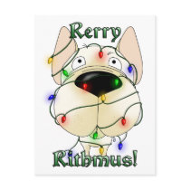French Bulldog Christmas Lights Postcard