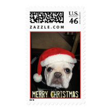 french bulldog christmas stamp