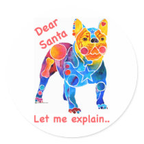 French Bulldog Christmas Round Sticker