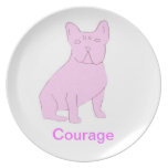 French Bulldog Courage Cancer Awareness Plate