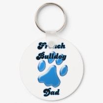 French Bulldog Dad Blue Pawprint Keychain