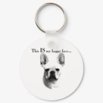 French Bulldog Happy Face keychains