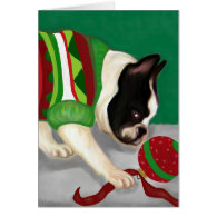 French Bulldog Holiday Ball Card