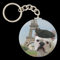 French Bulldog in Paris keychain keychains