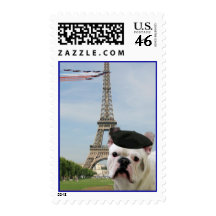 French Bulldog in Paris Postage Stamp
