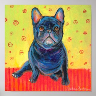 French bulldog painting 2 poster print print